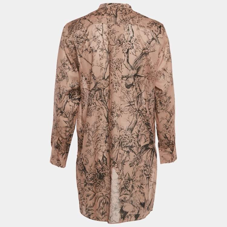 Pre Owned Christian Dior Beige Jungle Print Cotton Full sleeve Tunic Top S