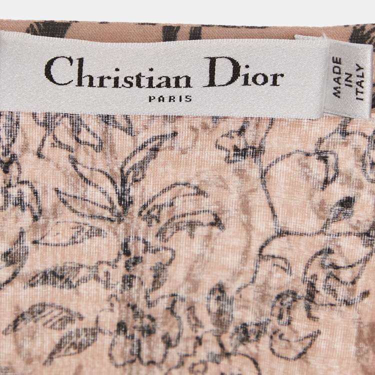 Pre Owned Christian Dior Beige Jungle Print Cotton Full sleeve Tunic Top S