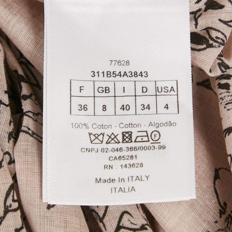 Pre Owned Christian Dior Beige Jungle Print Cotton Full sleeve Tunic Top S