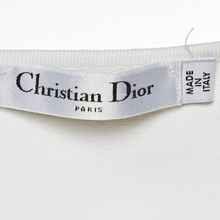 Pre Owned Dior White Stretch Knit J'adior Band Bralette Top M
