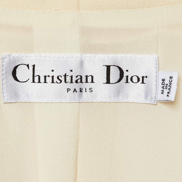 Pre Owned Dior Cream Wool Blend Overlay Button Front Mini Dress S 