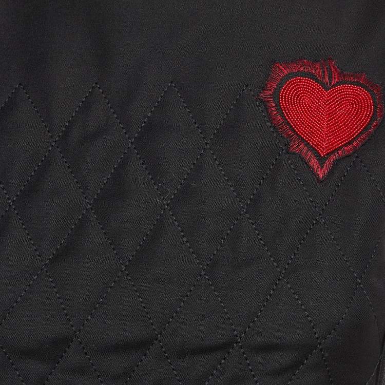 Pre Owned Christian Dior Black Heart Applique Wool Fencing Vest Top S 