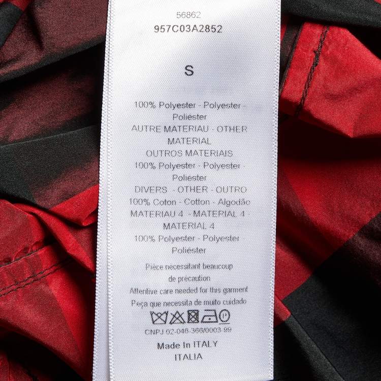Pre Owned Dior Red Checked Synthetic Hooded Anorak Jacket S