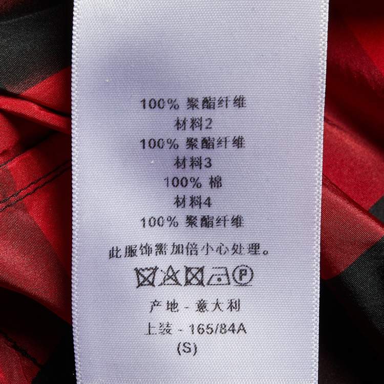 Pre Owned Dior Red Checked Synthetic Hooded Anorak Jacket S