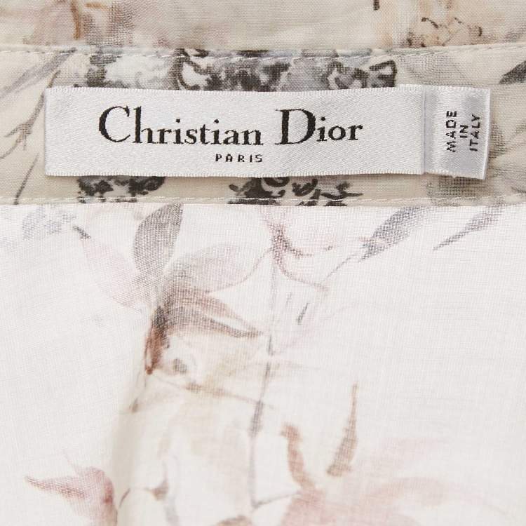 Pre Owned Dior White Printed Cotton Mini Dress S