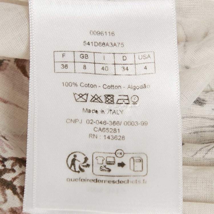 Pre Owned Dior White Printed Cotton Mini Dress S