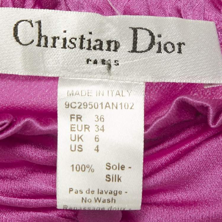 مملوكة مسبقًا Christian Dior Pink Silk Ruched Neck Detail Camisole S 