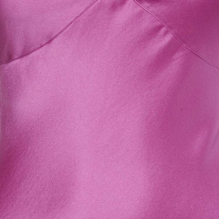 مملوكة مسبقًا Christian Dior Pink Silk Ruched Neck Detail Camisole S 