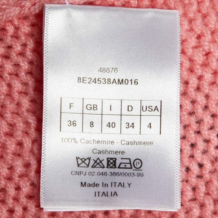 Pre Owned Christian Dior Pink J'Adior Cashmere Knit Sweater S