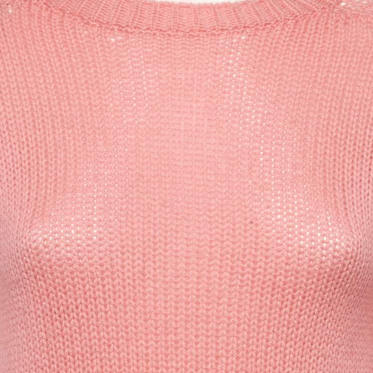Pre Owned Christian Dior Pink J'Adior Cashmere Knit Sweater S