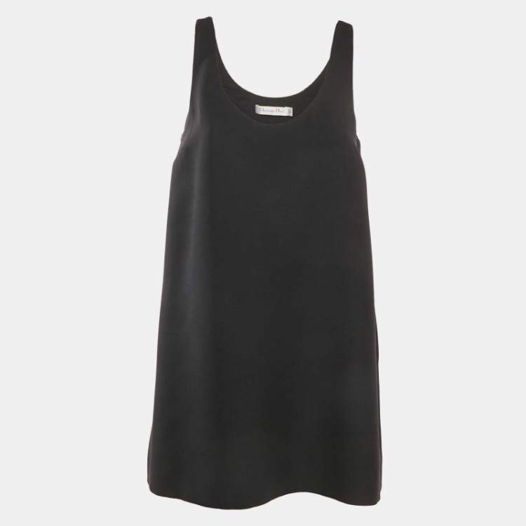 Pre Owned Christian Dior Black Wool Mini Shift Dress M