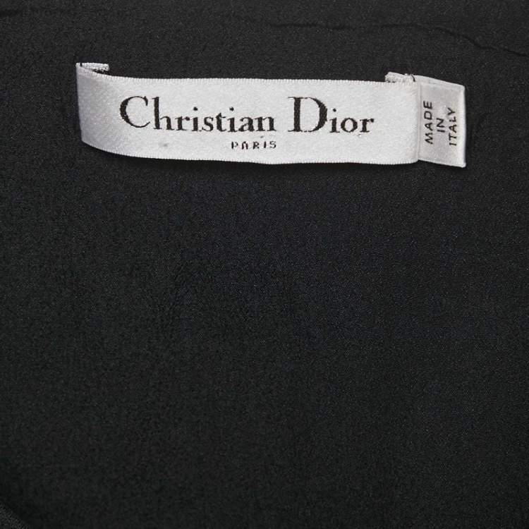 Pre Owned Christian Dior Black Wool Mini Shift Dress M