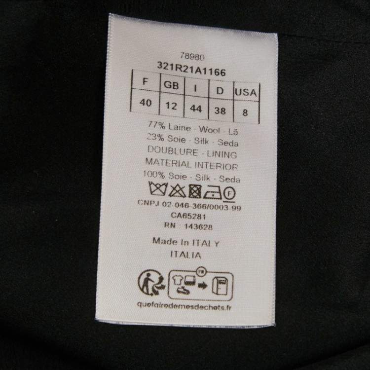 Pre Owned Christian Dior Black Wool Mini Shift Dress M