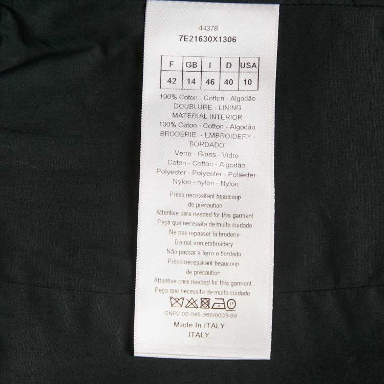 Pre Owned Christian Dior Black Gabardine Heart Embroidered Mini Dress L