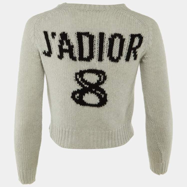 Pre Owned Dior Grey Cashmere J'adior8 Cropped Pullover S