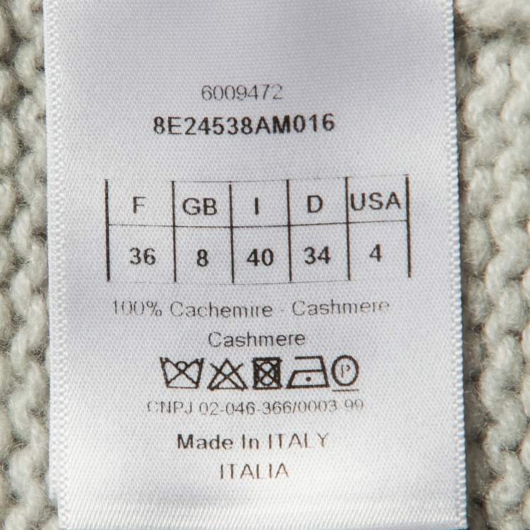 Pre Owned Dior Grey Cashmere J'adior8 Cropped Pullover S