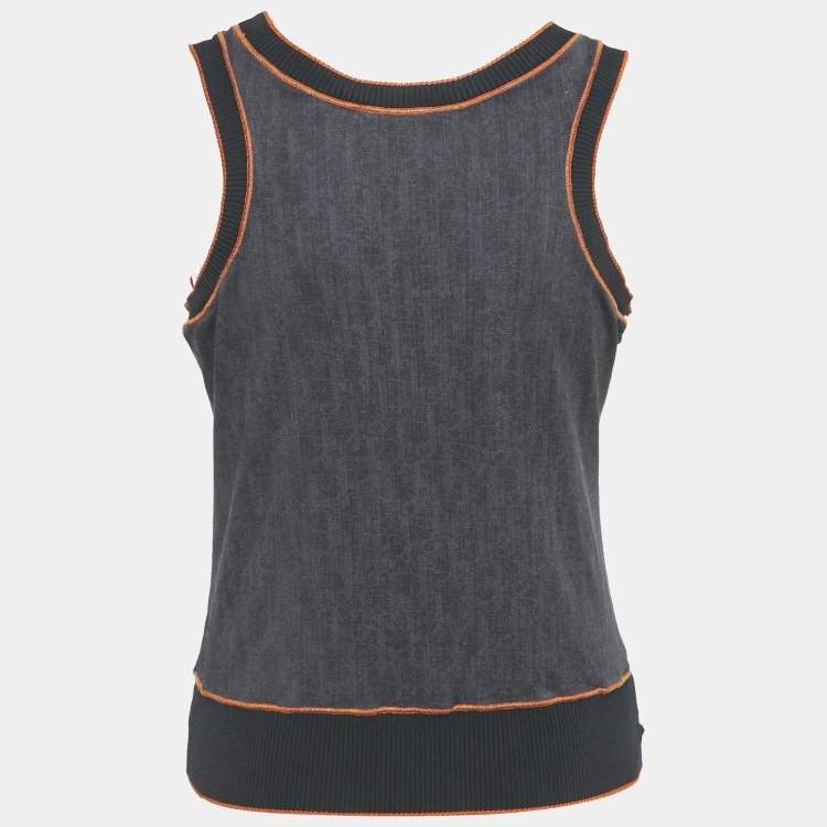 Pre Owned Christian Dior Vintage Navy Blue Jersey Flight Collection Tank Top M