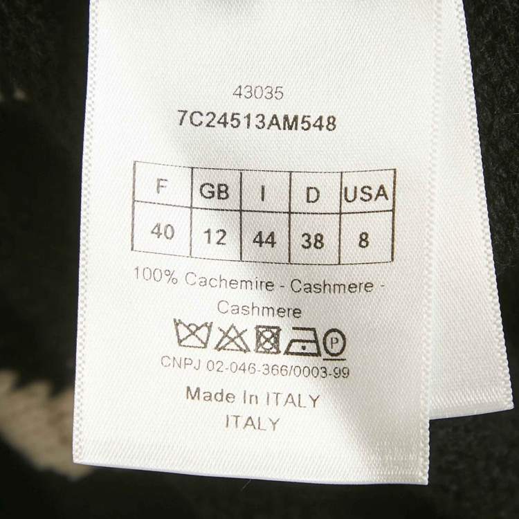 Pre Owned Christian Dior Black Patterned Cashmere Sweater Vest M