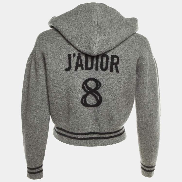 Pre Owned Dior Grey J'Adior 8 Cashmere Hooded Jumper M