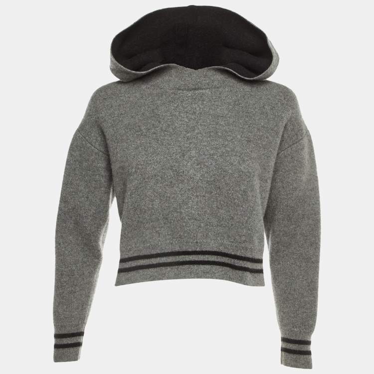 Pre Owned Dior Grey J'Adior 8 Cashmere Hooded Jumper M