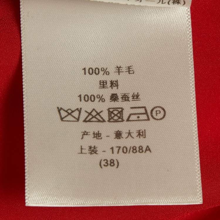 Pre Owned Christian Dior Red Wool Sleeveless Mid-Length Coat M