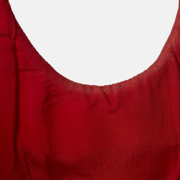 Pre Owned Christian Dior Red Wool Sleeveless Mid-Length Coat M
