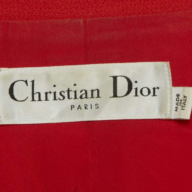 Pre Owned Christian Dior Red Wool Sleeveless Mid-Length Coat M