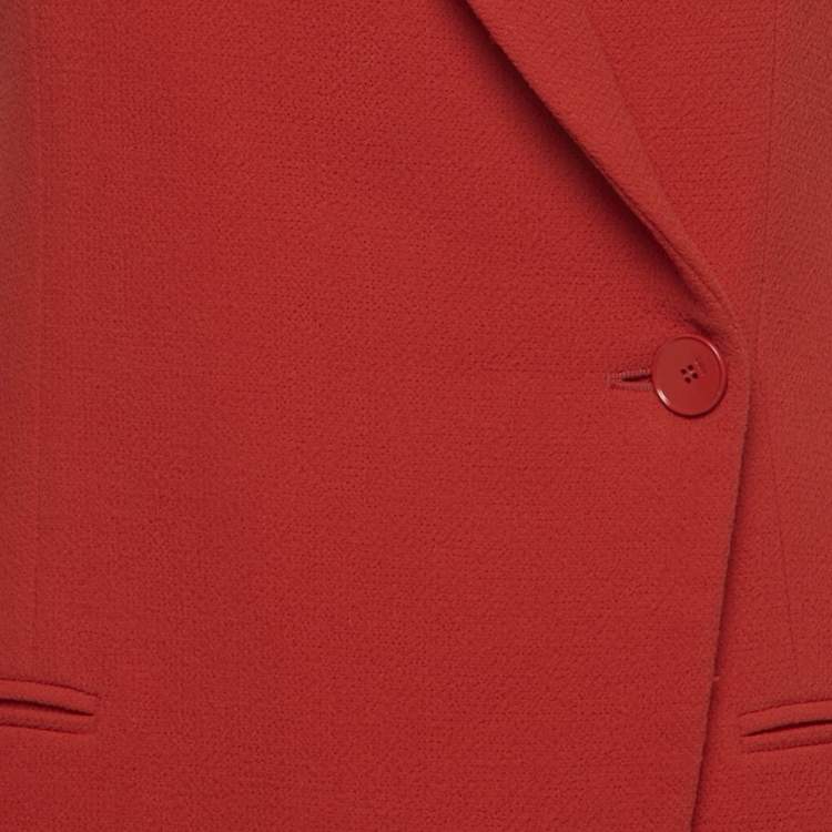 Pre Owned Christian Dior Red Wool Sleeveless Mid-Length Coat M