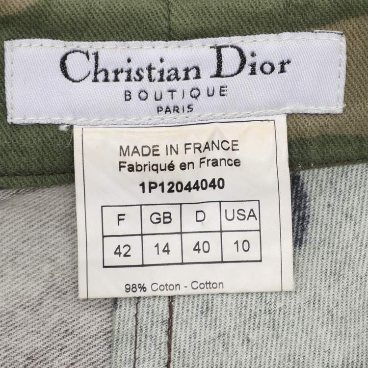 Pre Owned Dior Camouflage Stretch Cotton Capri Pants L