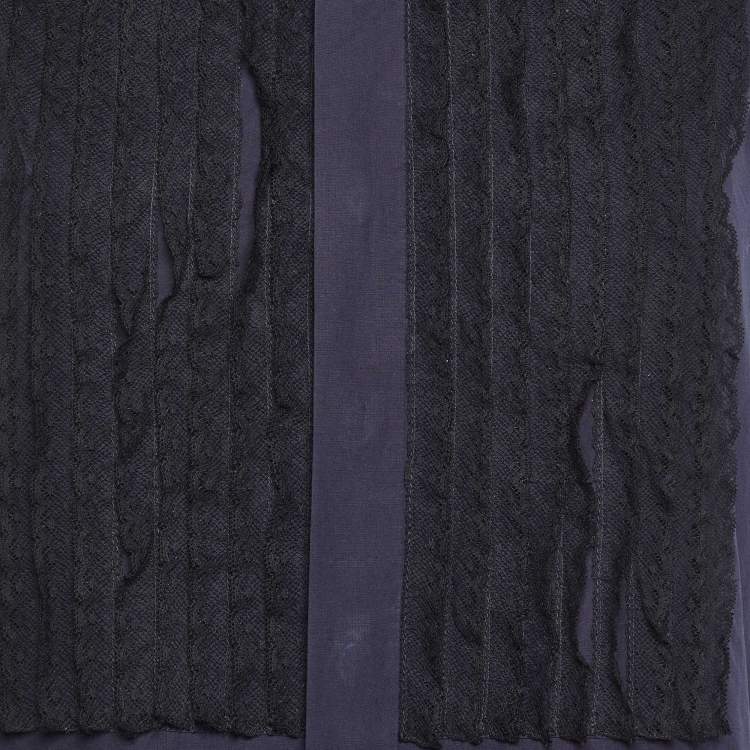 Pre Owned Dior Navy Blue Cotton Lace Trim Sleeveless Top S