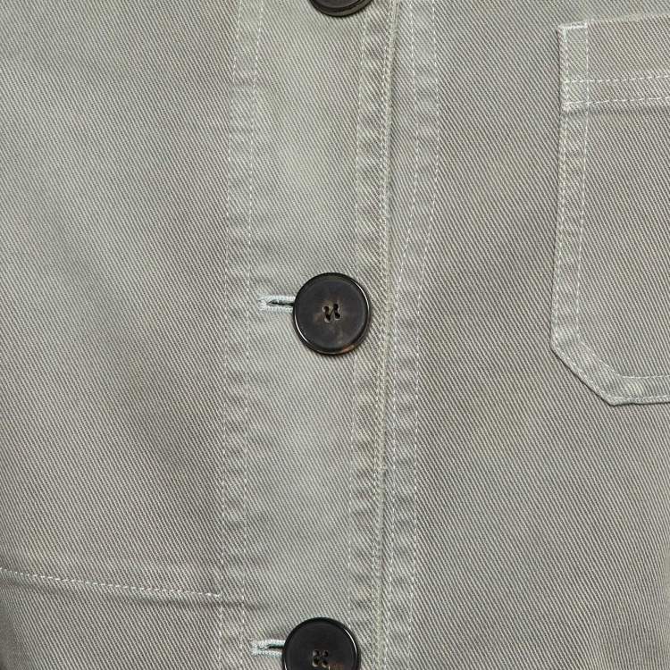 Pre Owned Dior Grey Denim Logo Embroidered Button Front Jacket M