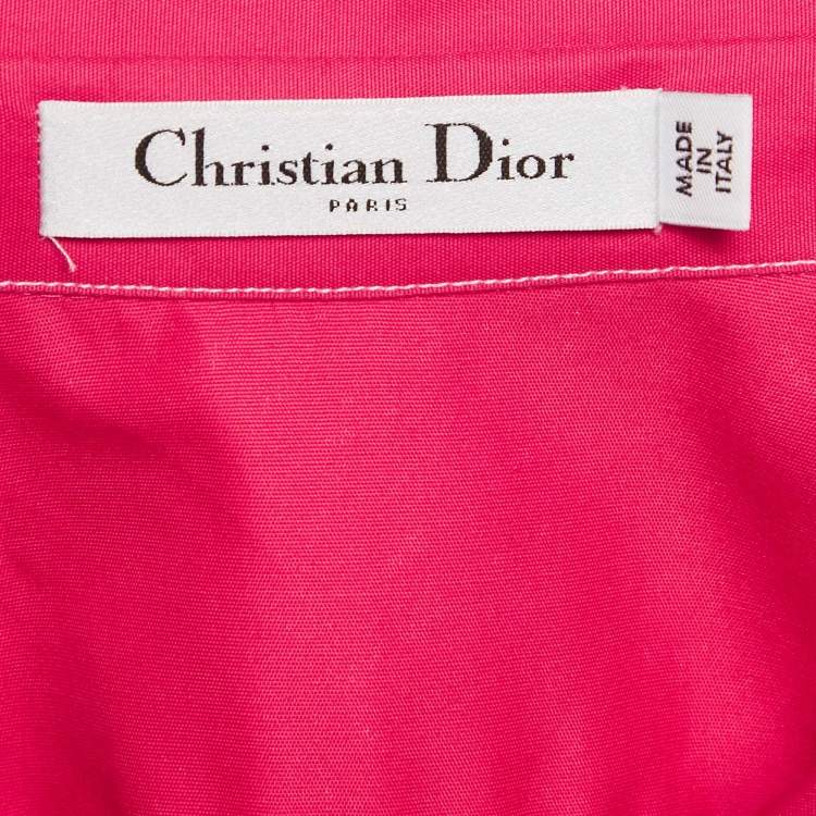 Pre Owned Dior Pink Printed Cotton Shirt & Midi Skirt Set M/L