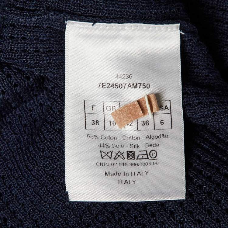 مملوكة مسبقًا Dior Navy Blue J'Adior 8 Intarsia Knit Crew Neck Jumper S