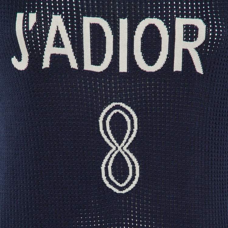 مملوكة مسبقًا Dior Navy Blue J'Adior 8 Intarsia Knit Crew Neck Jumper S