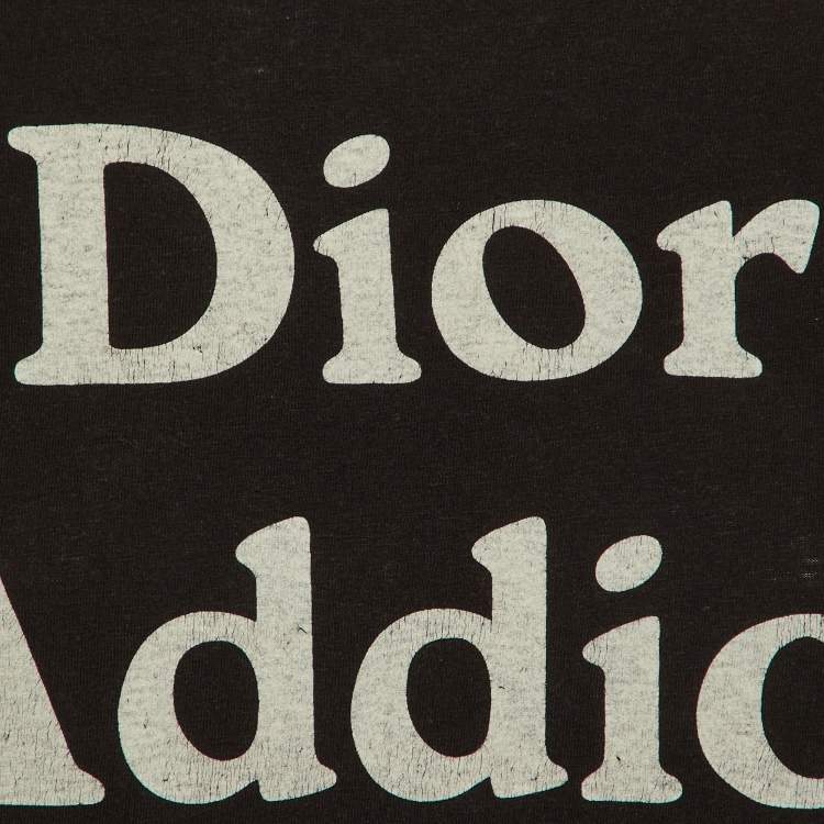 Pre Owned Dior Black Dior Addict Cotton & Linen Crew Neck T-Shirt S