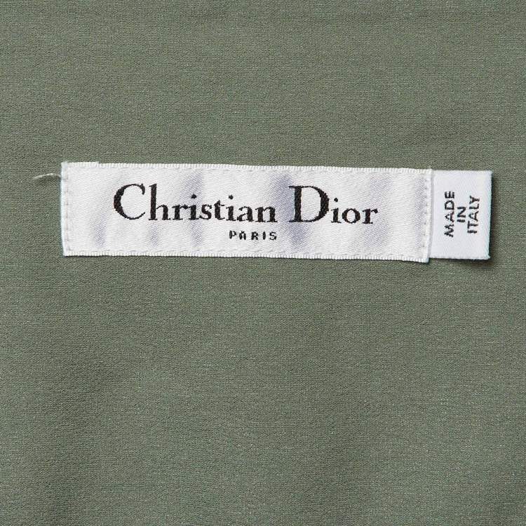 Pre Owned Dior Sage Green Plumetis Tulle Midi Skirt S