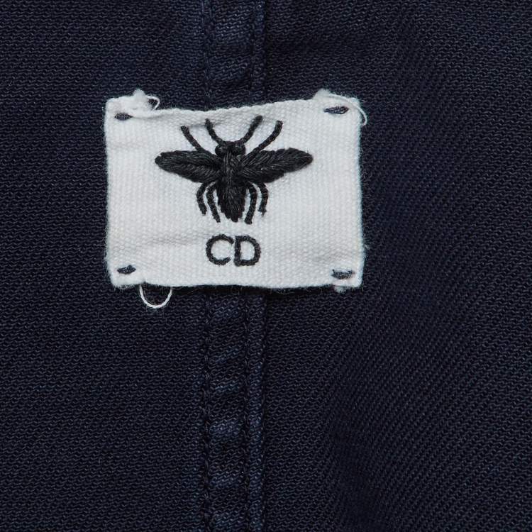 Pre Owned Dior Navy Blue Cotton Tie Front Jacket M