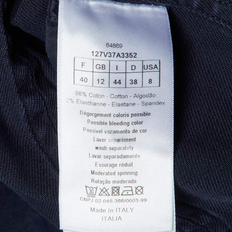 Pre Owned Dior Navy Blue Cotton Tie Front Jacket M