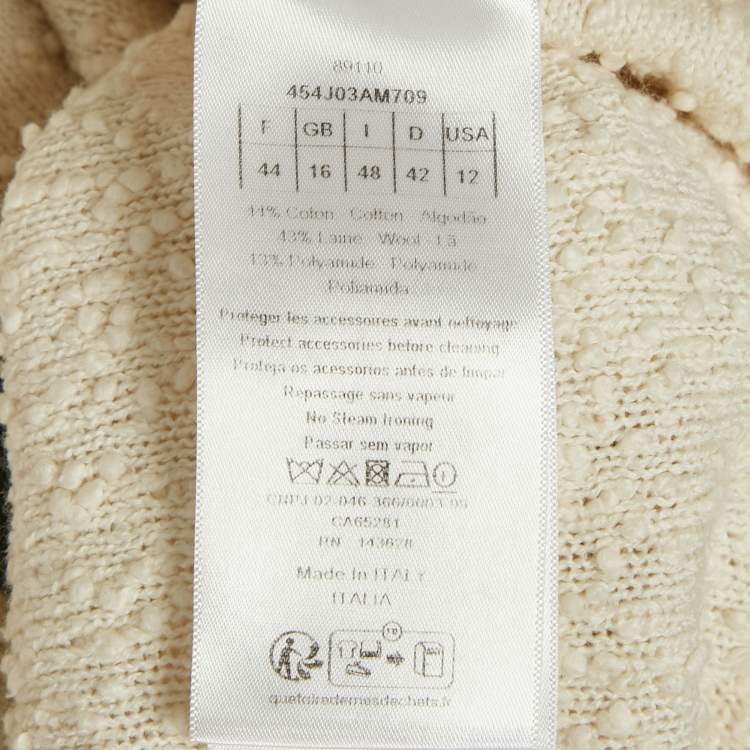 Pre Owned Christian Dior Off White Textured Wool Mini Skirt XL