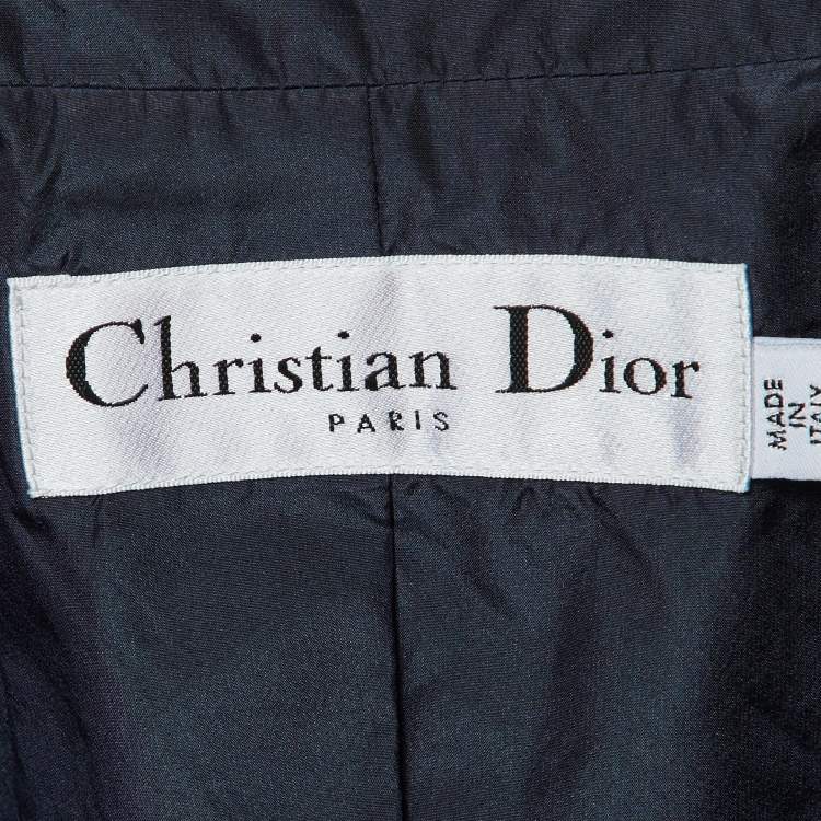 Pre Owned Dior Midnight Blue Silk Double Breasted Bar Jacket S