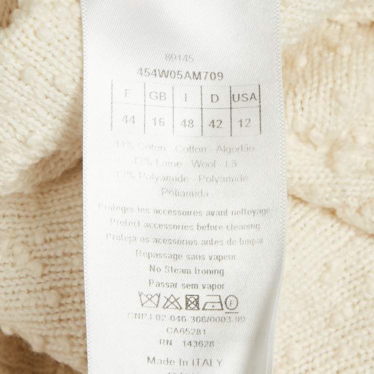 Pre Owned Christian Dior Off White Textured Wool Tank Top XL