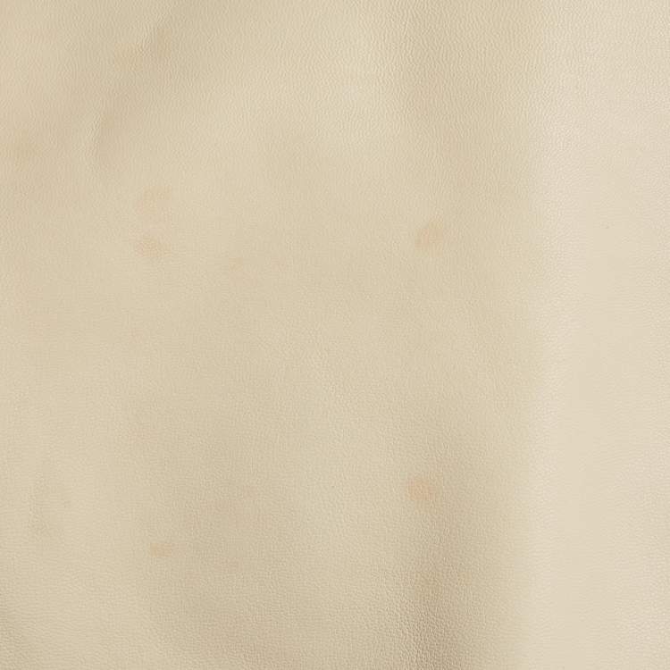 Pre Owned Christian Dior Cream Leather Shirring Hem Jacket M