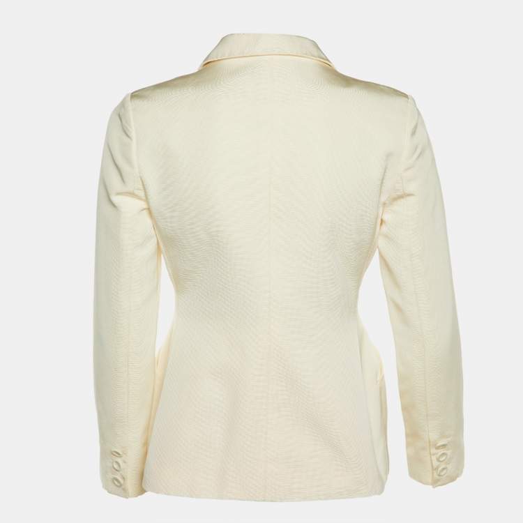 Pre Owned Dior Cream Cotton & Silk Tailored Blazer S
