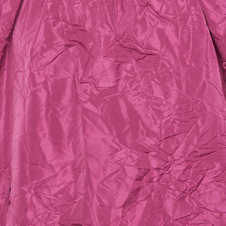 Pre Owned Christian Dior Pink Crinkled Taffeta High Low Hem Oversized Top M