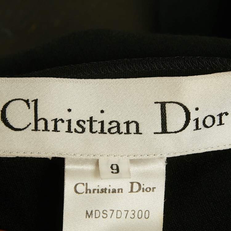 Pre Owned Christian Dior Vintage Black Stretch Knit Midi Dress M