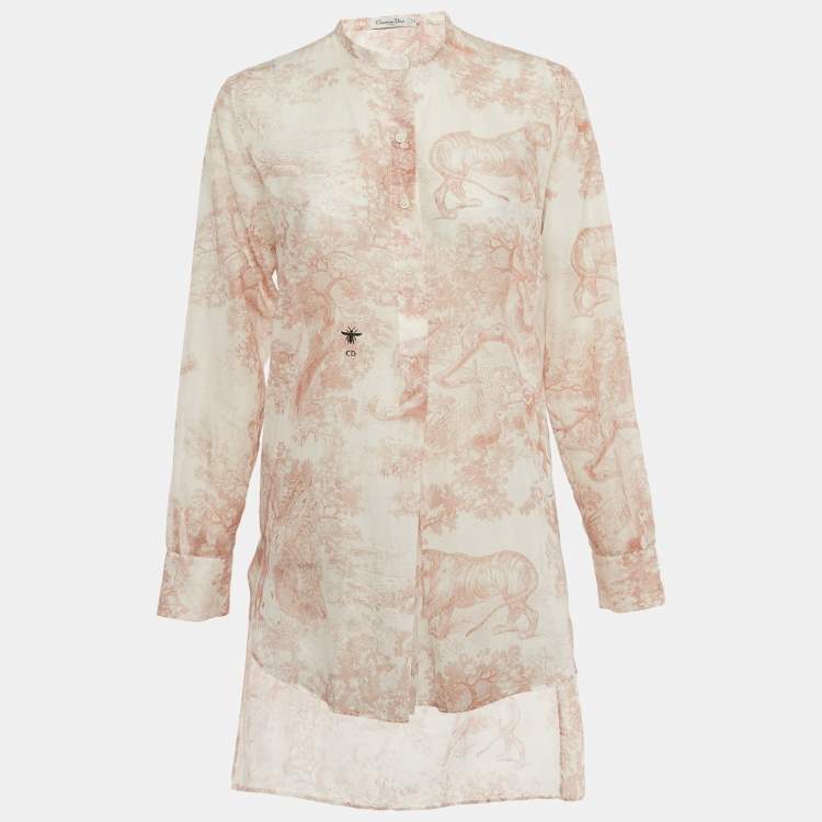 Pre Owned Christian Dior Pink Toile de Jouy Voile Tunic S