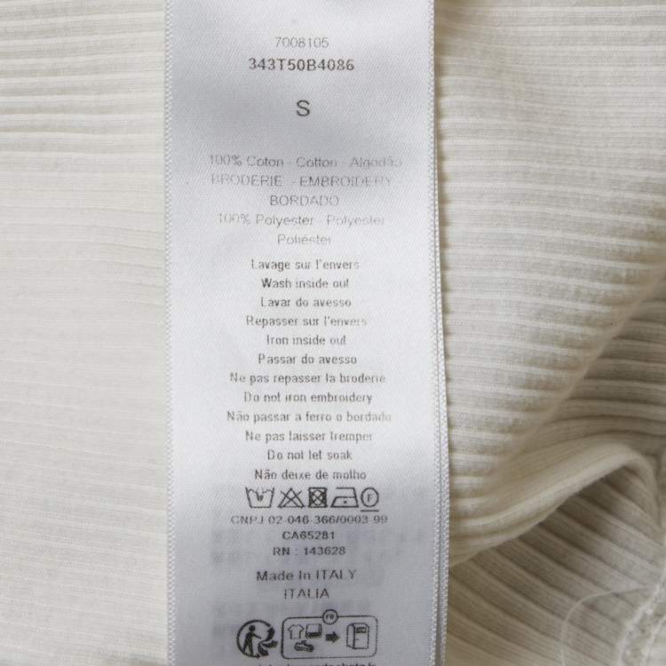 Pre Owned Dior White Logo Embroidery Cotton Rib Knit Tank Top S