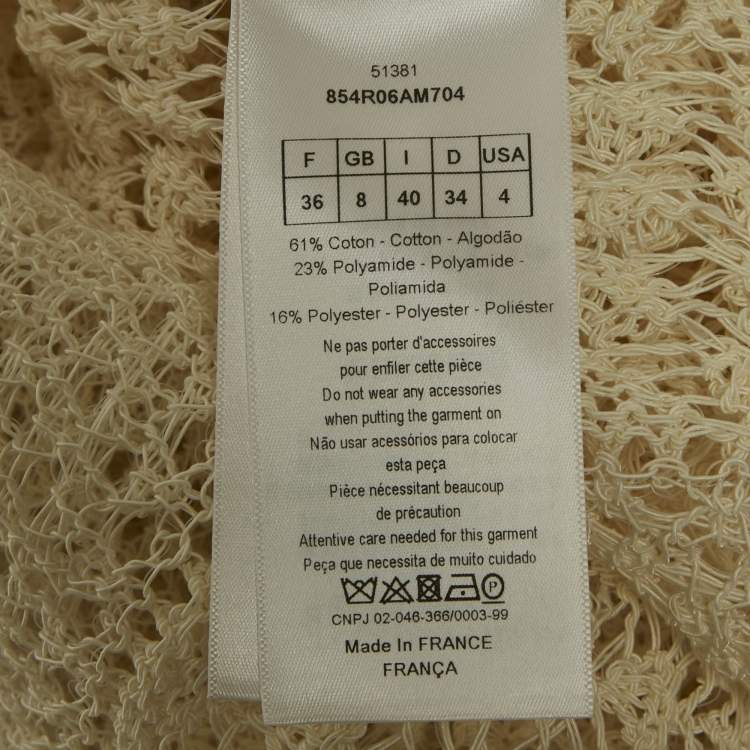 Pre Owned Dior Ecru White Patterned Cotton Blend Knit Midi Dress S
