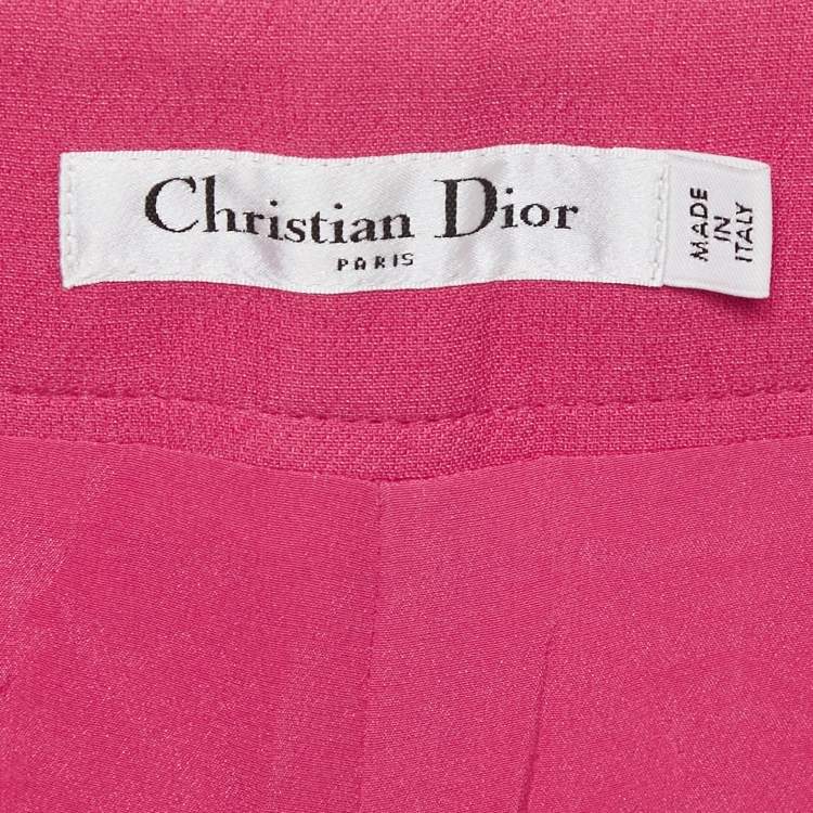Pre Owned Dior Fuchsia Pink Wool Blend Straight Leg Trousers M 