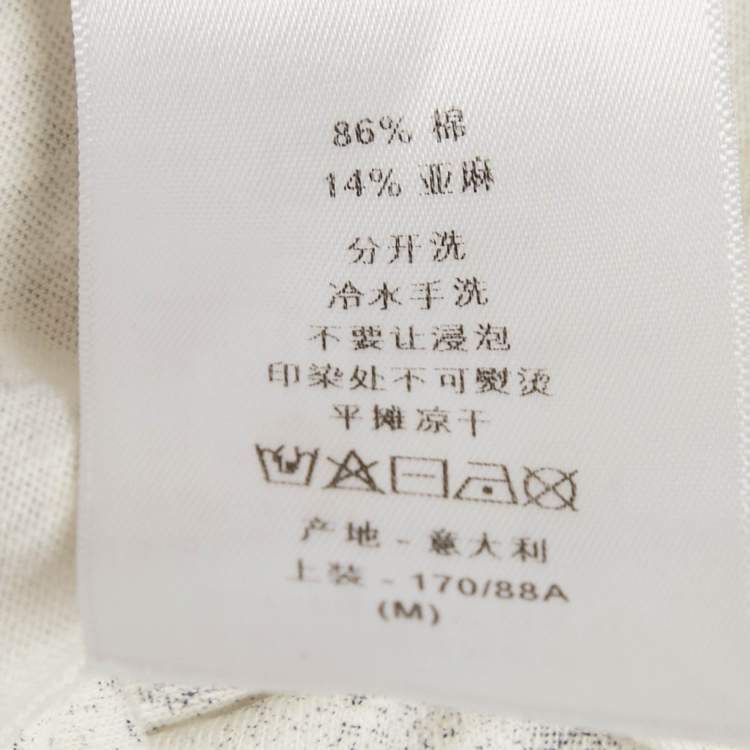 Pre Owned Dior White Diorodeo Jungle Print Cotton Linen T-Shirt M